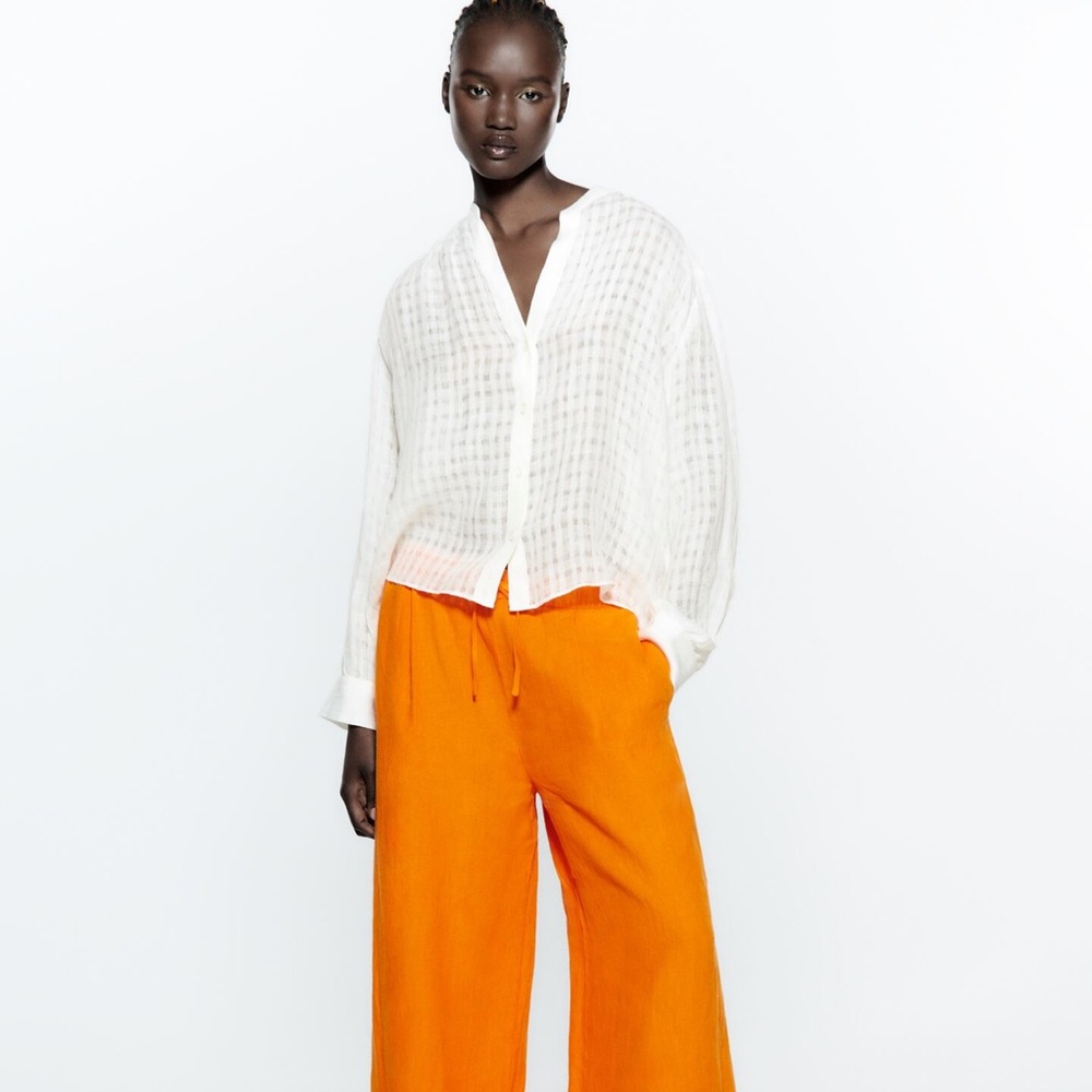 Zara Structured Linen Blouse - image 1
